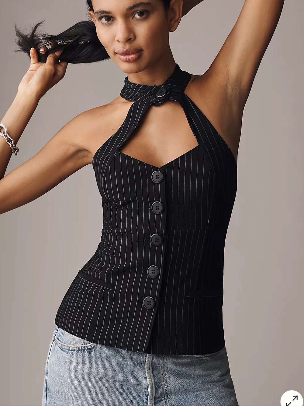 By Anthropologie Black-Tie Halter Vest Sz Small NWT